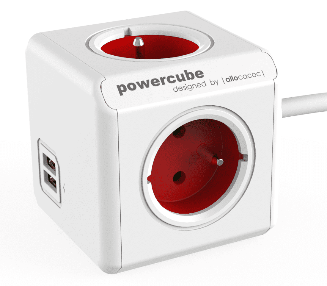Prodlužovačka PowerCube Extended USB 1,5m 4z červený
