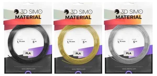 Filament 3Dsimo PLA filament 1,75mm 3× 5m (zlatý, stříbrný, černý)