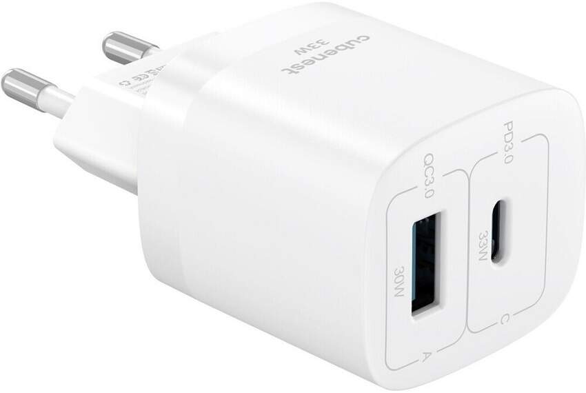 Nabíječka CubeNest S2D0 USB-A/USB-C 33W PD, QC bílá síťová nabíječka