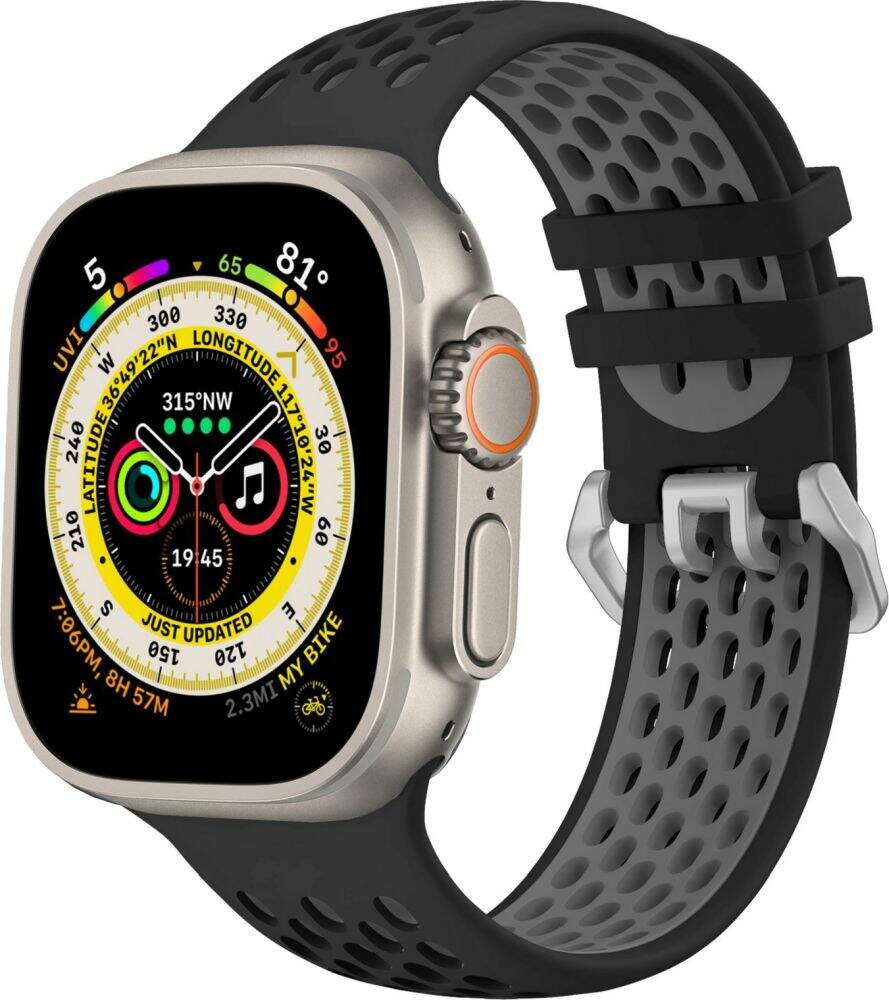 Řemínek Cubenest sportovní řemínek pro Apple Watch 42/44/45/49 mm černo-šedý
