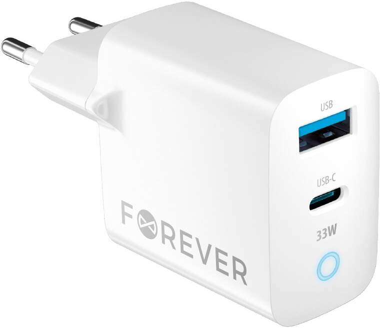 Nabíječka Forever TC-06-33AC USB/USB-C 33W GaN bílá síťová nabíječka