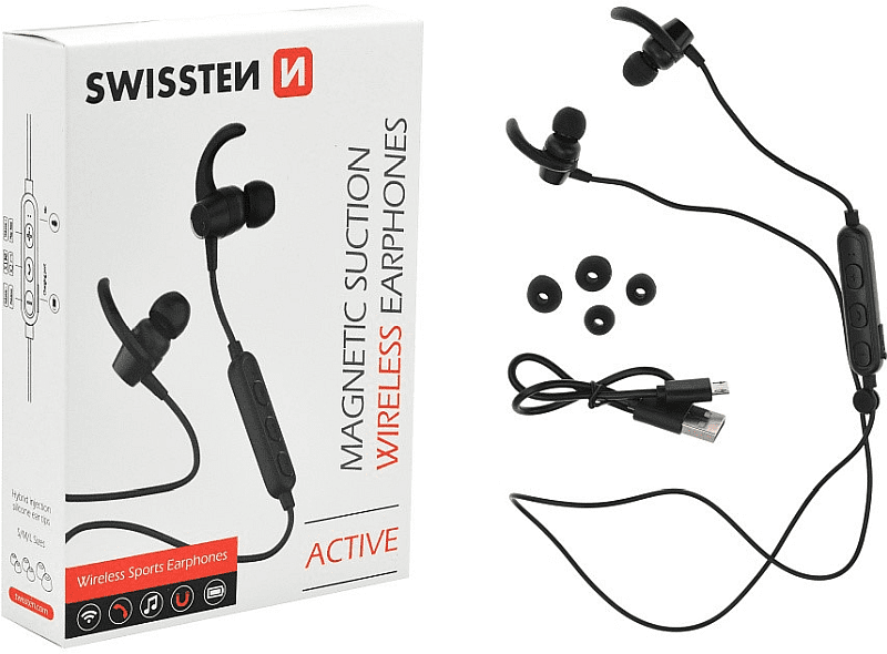 Bezdrátová sluchátka Swissten Bluetooth Active černá