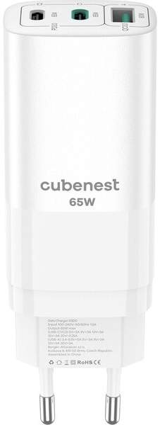 Nabíječka CubeNest S3D0 2× USB-C/USB-A 65W PD GaN bílá síťová nabíječka