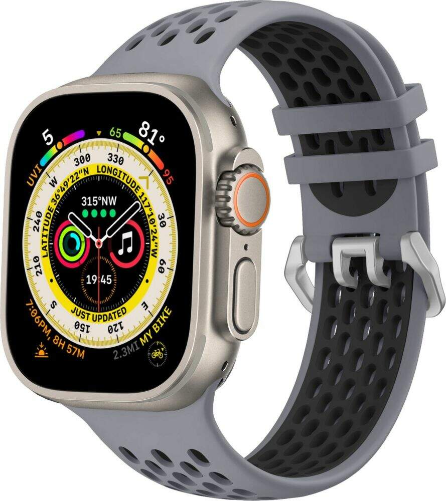 Řemínek Cubenest sportovní řemínek pro Apple Watch 42/44/45/49 mm šedo-černý