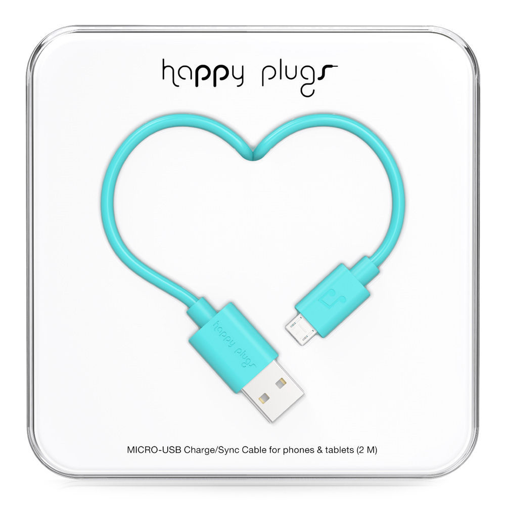 Datový kabel Happy Plugs datový kabel Micro USB 2 m tyrkysový