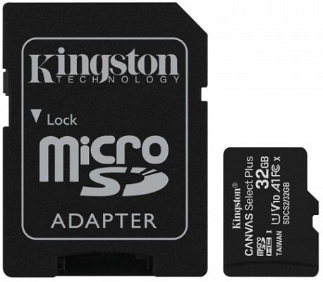 Kingston Canvas Select Plus microSDHC 32GB 100MB/s UHS-I Class 10 Memory Card with Adapter