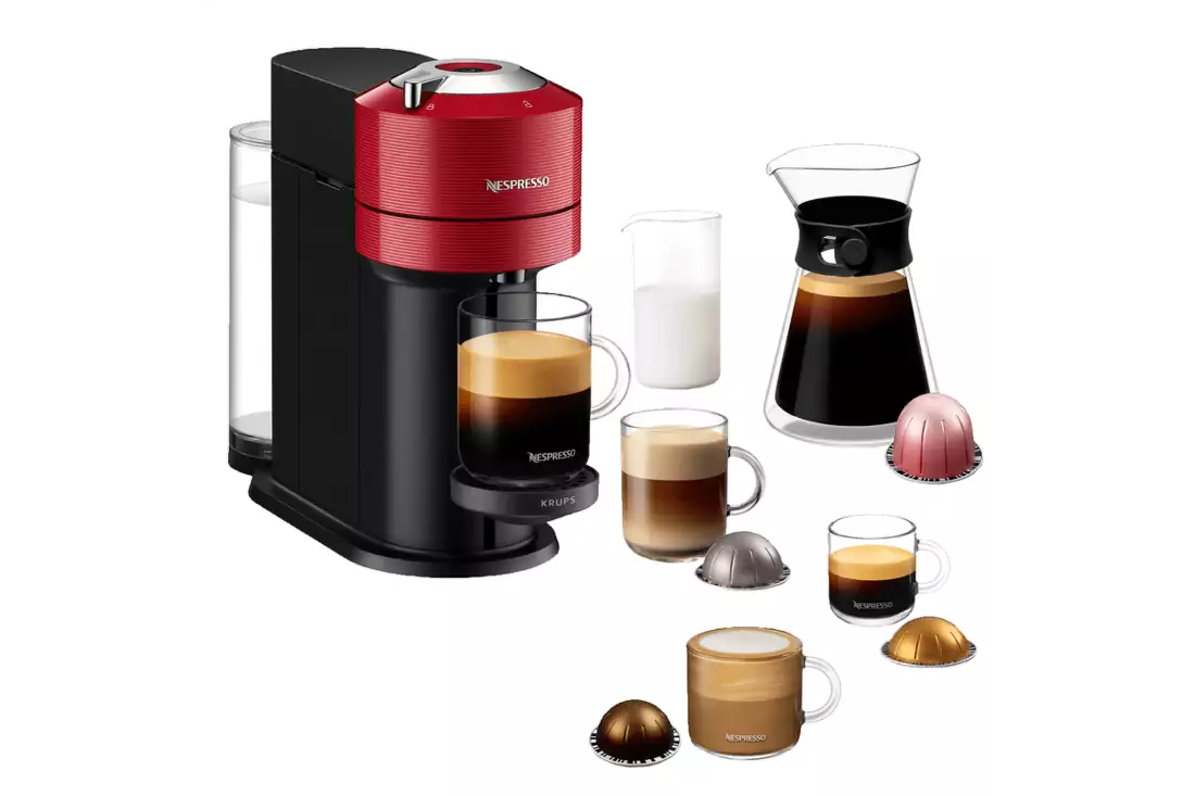 Kapslový kávovar Nespresso XN910510 Vertuo Next od Krups Red