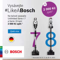 Cashback 2 000 Kč na tyčové vysavače Bosch