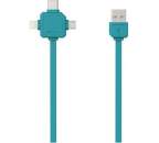 Powercube USB-C/microUSB/Lightning kabel 1,5m, modrá