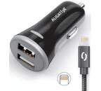 Aligator 2x USB 3,4A Smart IC autonabíječka + lightning kabel, černá
