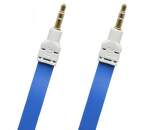 Mobilnet 2x3,5mm jack AUX plochý kabel 3m, modrá