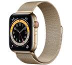 Apple Watch Series 6 GPS + Cellular 44 mm zlatá ocel se zlatým milánským tahem