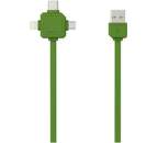 Powercube USB-C/microUSB/Lightning kabel 1,5m, zelená