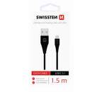 Swissten USB/USB-C datový kabel 1,5m, černá