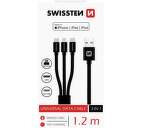 Swissten 3v1 kabel Micro USB/Lightning/USB-C 1,2m, černá
