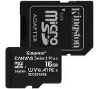Kingston microSDHC Canvas Select Plus 16 GB UHS-I U1+ SD adaptér