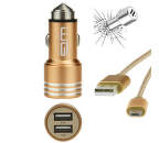 Winner  autonabíječka 2xUSB + kabel Micro USB, zlatá