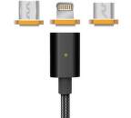 Platinet univerzální kabel microUSB, USB-C a Lightning 2,4A 1,2m, černá