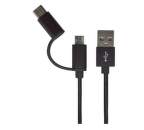 Mobilnet USB-C/microUSB kabel 1m, černá