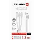 Swissten 3v1 kabel Micro USB/Lightning/USB-C 1,2m, stříbrná