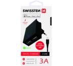 Swissten síťová nabíječka 2x USB + MFI Lightning kabel 1,2 m, černá