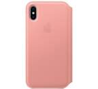 Apple kožené flipové pouzdro pro iPhone X, růžová