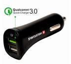 Swissten 2xUSB-A QC 3.0 18 W autonabíječka, černá + microUSB kabel 1,5m