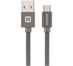 Swissten Textile kabel USB/Micro USB 0,2 m, šedá