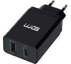 Winner USB-A QC 3.0/USB-C PD 42 W nabíječka, černá