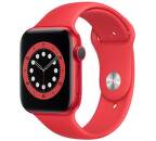 Apple Watch Series 6 44mm červený hlApple Watch Series 6 44mm červený hliník s červeným sportovním řemínkem