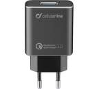 CellularLine Tetra Force nabíječka 18W QC 3.0 + USB/USB-C kabel 1m, černá