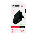 Swissten Travel Slim adaptér Smart IC 2xUSB 3 A, černá
