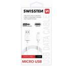 Swissten micro USB kabel 1,5m, bílá