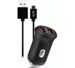 Fonex 2x USB autonabíječka, černá + kabel USB/USB-C