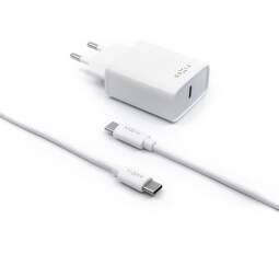 Fixed síťová nabíječka USB-C 18W bílá, + USB-C kabel 1 m