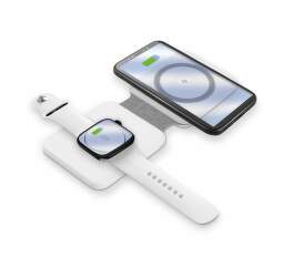 Aligator Mag-Book 2v1 15W bezdrátová nabíječka pro Apple iPhone a Apple Watch s podporou MagSafe bílá