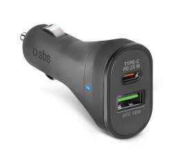 SBS autonabíjačka USB/USB-C, 25 W, čierna
