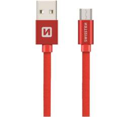 Swissten Textile kabel USB/Micro USB 0,2 m, červená