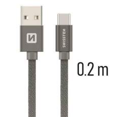 Swissten USB/USB-C kabel 0,2 m, šedá
