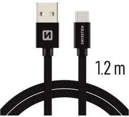 Swissten USB/USB-C kabel 1,2 m, černá