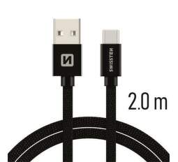 Swissten USB/USB-C kabel 2,0 m, černá