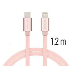 Swissten USB-C/Lightning dátový kábel 1,2m, růžovo-zlatá