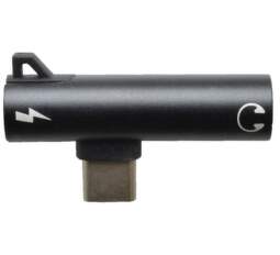 Mobilnet 2v1 3,5mm - USB-C rozdvojka, černá
