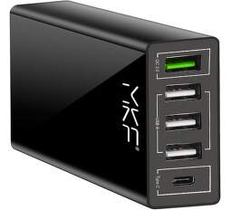 Inhouse MKF-QC3AC5 síťová nabíječka 1× USB QC3.0, 3× USB 5 V/2,4 A, 1× USB-C 5 V/3A, černá