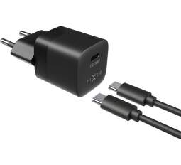 Fixed Mini nabíječka USB-C PD 30W černá + kabel USB-C/USB-C 1 m