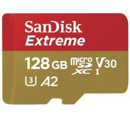 SanDisk Extreme microSDXC 128 GB 190 MB/s A2 C10 V30 UHS-I U3 + Adaptér