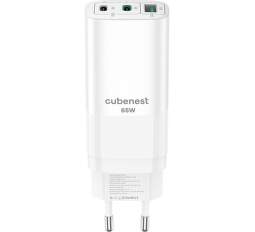 CubeNest S3D0 síťová nabíječka 2x USB-C/USB-A 65W PD GaN bílá