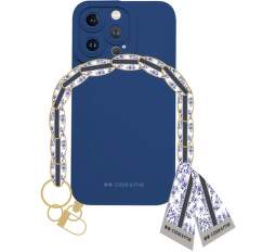 case&me Lady Case pouzdro s řetízkem na zápěstí a šátkem pro iPhone 14 Pro Max modré
