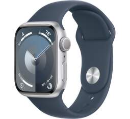 Apple Watch Series 9 GPS 41 mm stříbrný hliník s modrým řemínkem M/L