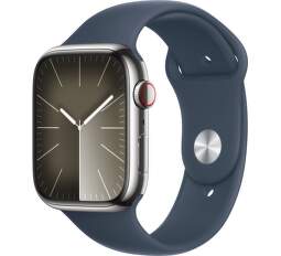 Apple Watch Series 9 GPS + Cellular 45 mm stříbrná nerezová ocel s modrým řemínkem M/L